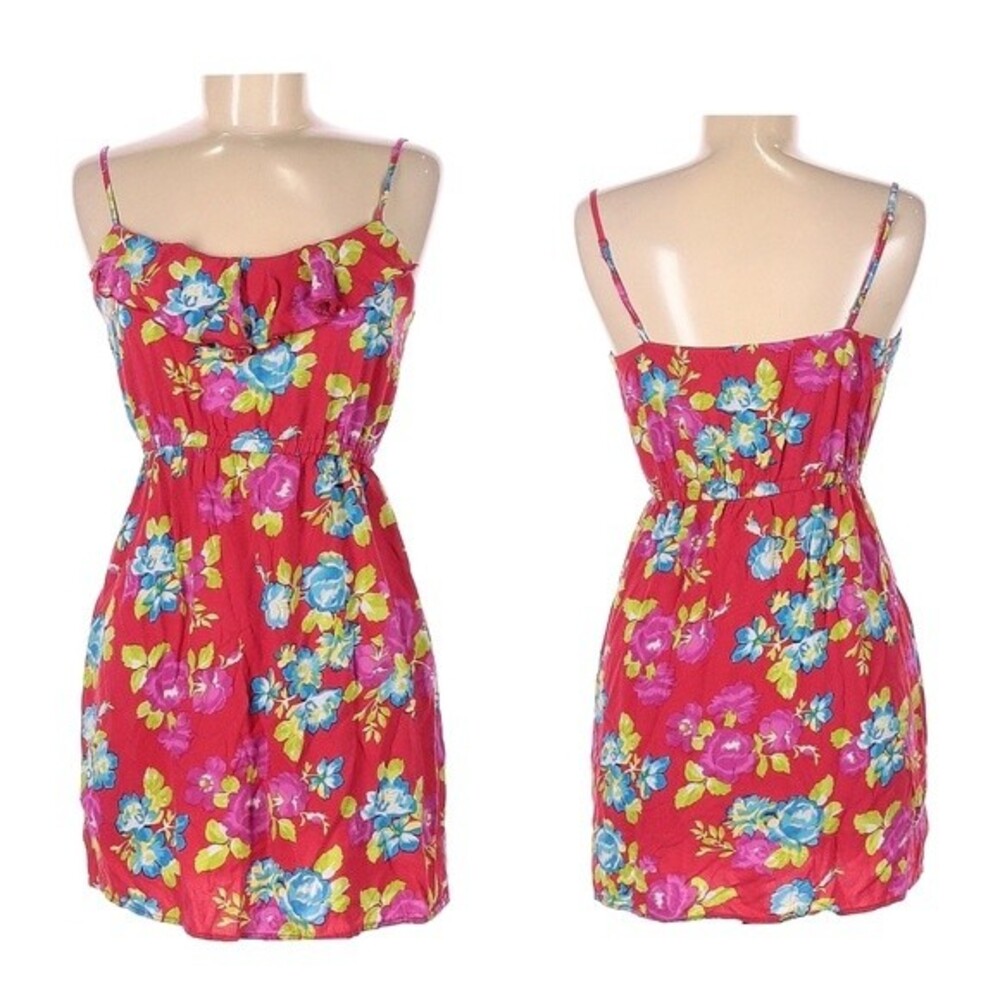 Red floral ruffle sundress size large